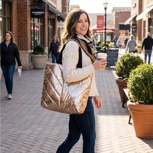 Victoria’s Secret Gold Quilted Tote Bag